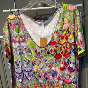 NEW Roman Multi Color Design Blouse 💜2XL
